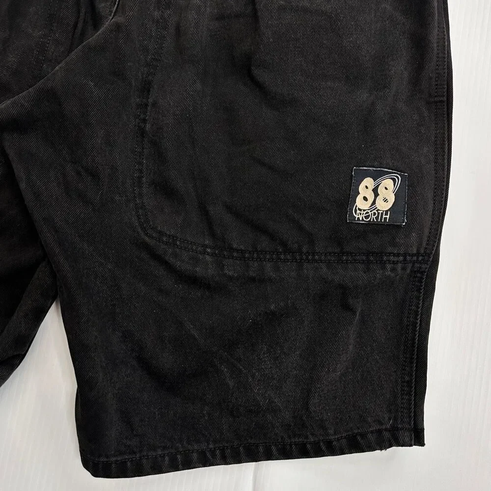 Vintage 88 North Black Denim Carpenter Shorts Y2K Skate Baggy Mens 36 Streetwear